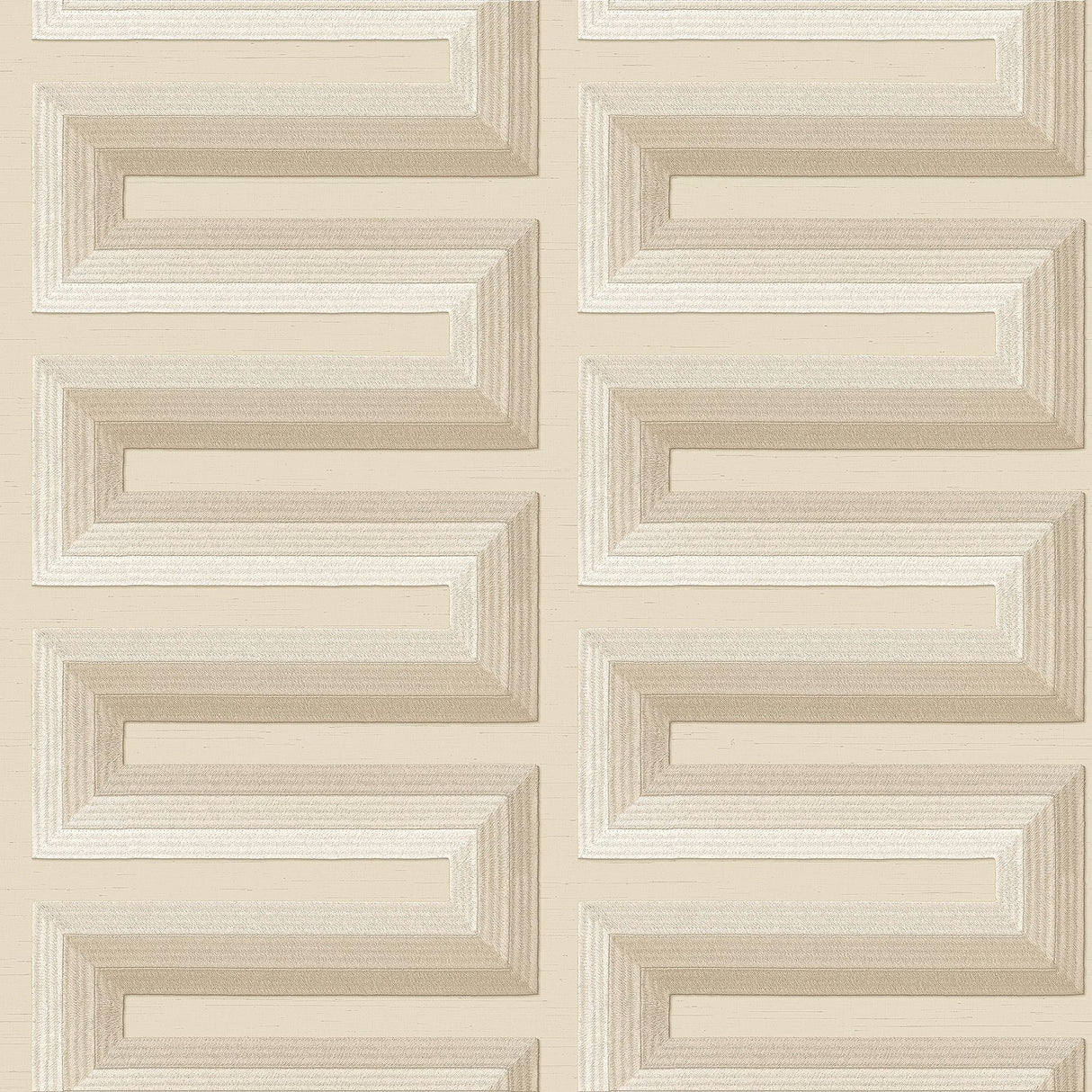 Veer Decor Embroidered Grecian Key Beige Wallpaper