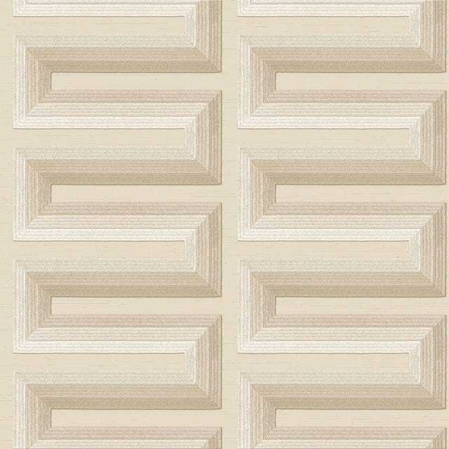 Veer Decor Embroidered Grecian Key Beige Wallpaper