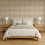 Veer Decor Embroidered Grecian Key Beige Wallpaper