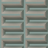 Veer Decor Embroidered Grecian Key Green Wallpaper