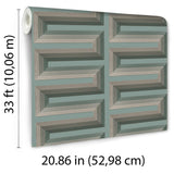 Veer Decor Embroidered Grecian Key Green Wallpaper
