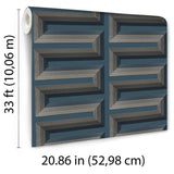 Veer Decor Embroidered Grecian Key Blue Wallpaper