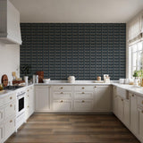 Veer Decor Embroidered Grecian Key Blue Wallpaper