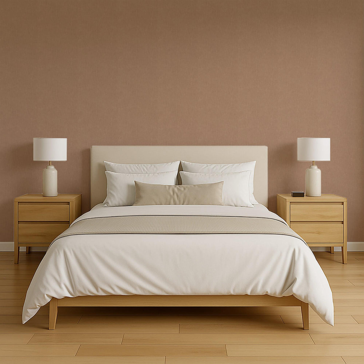 Veer Decor Crushed Linen Texture Tan Wallpaper