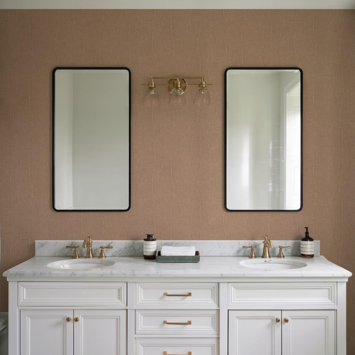 Veer Decor Crushed Linen Texture Tan Wallpaper