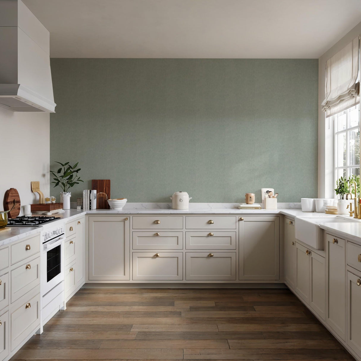 Veer Decor Crushed Linen Texture Green Wallpaper