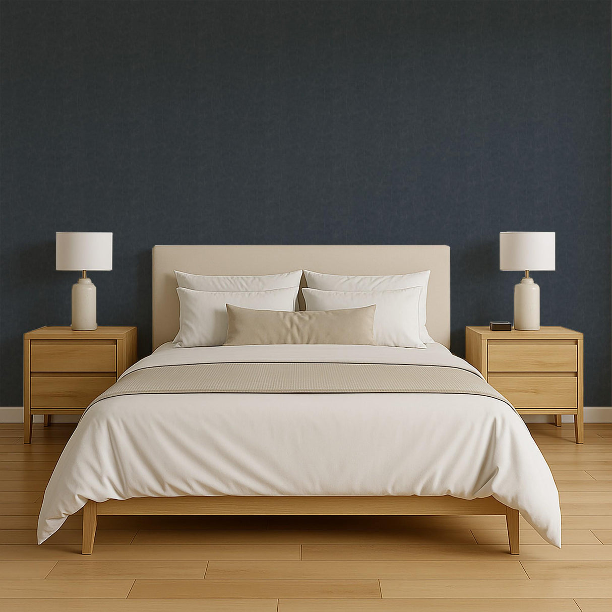 Veer Decor Crushed Linen Texture Blue Wallpaper