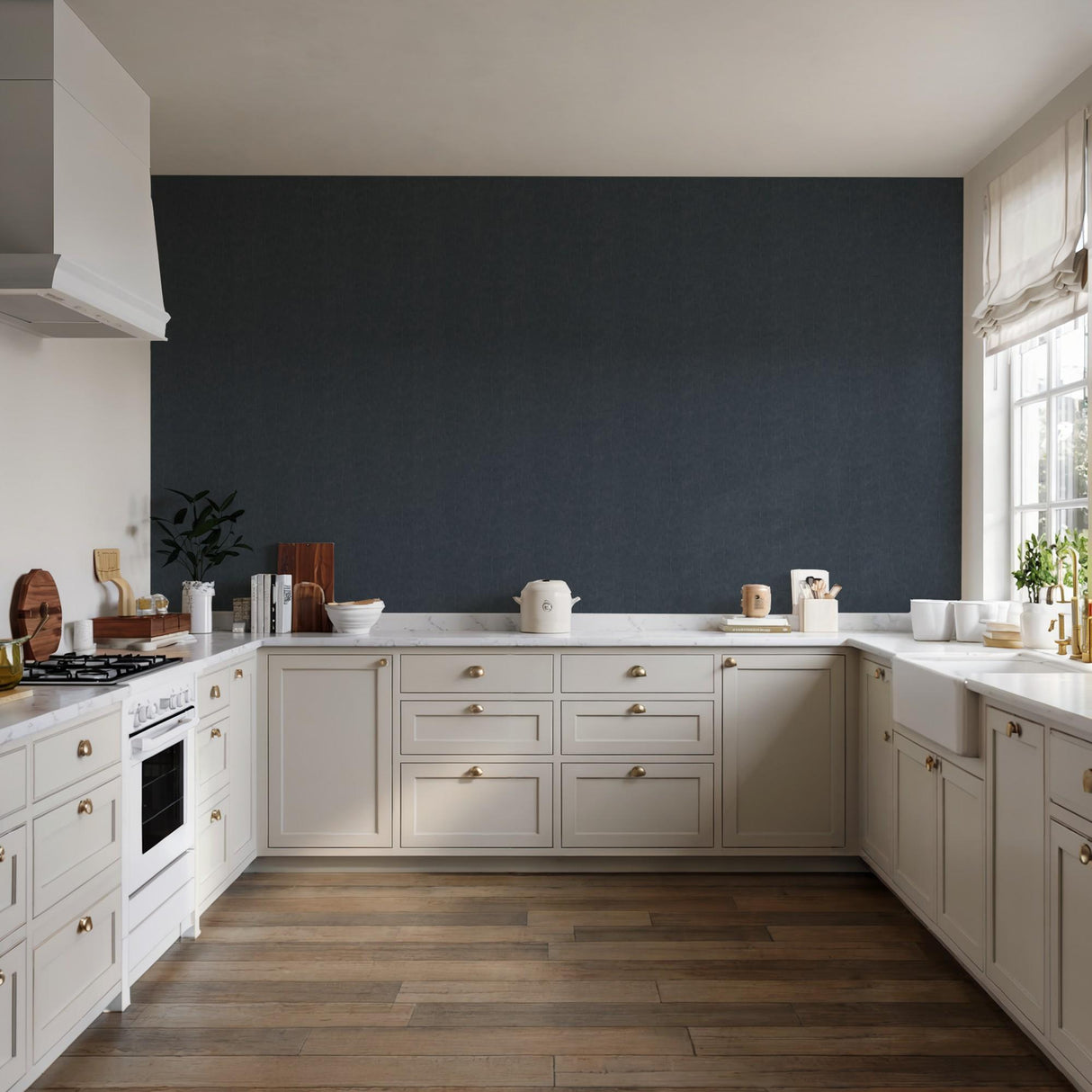 Veer Decor Crushed Linen Texture Blue Wallpaper