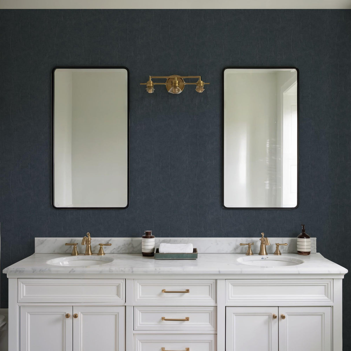 Veer Decor Crushed Linen Texture Blue Wallpaper
