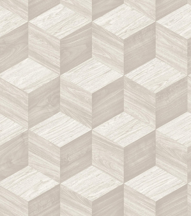 Veer Decor Woodgrain Grid White Wallpaper