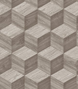Veer Decor Woodgrain Grid Taupe Wallpaper