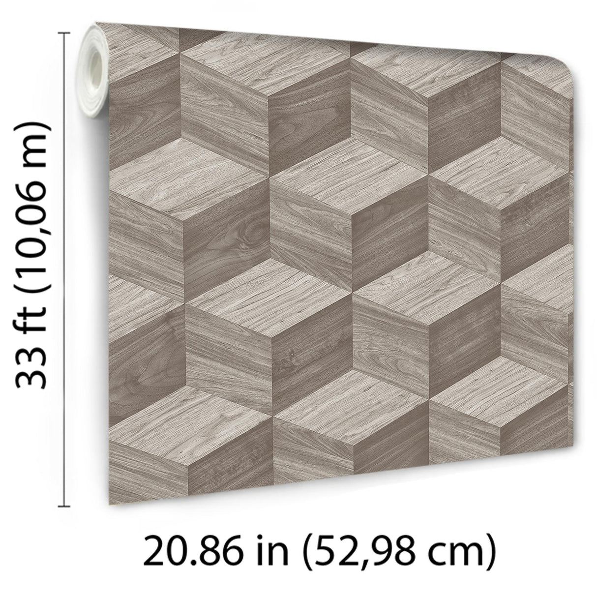 Veer Decor Woodgrain Grid Taupe Wallpaper