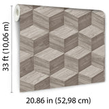 Veer Decor Woodgrain Grid Taupe Wallpaper