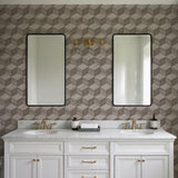 Veer Decor Woodgrain Grid Taupe Wallpaper