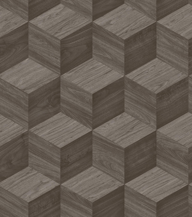 Veer Decor Woodgrain Grid Grey Wallpaper