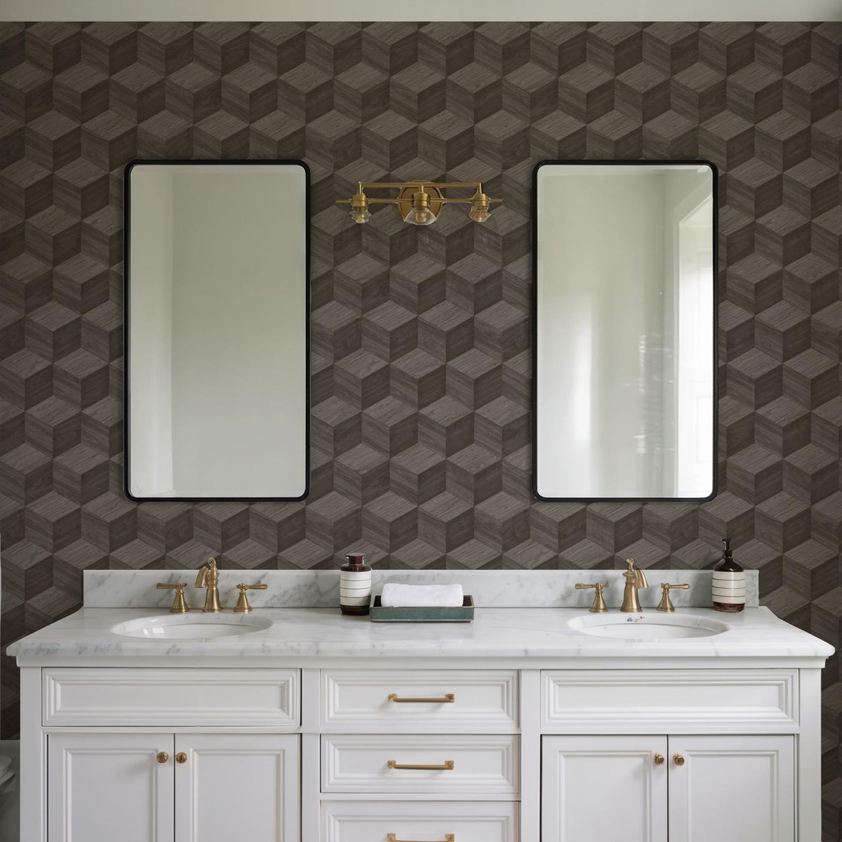 Veer Decor Woodgrain Grid Grey Wallpaper