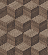 Veer Decor Woodgrain Grid Brown Wallpaper
