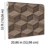 Veer Decor Woodgrain Grid Brown Wallpaper