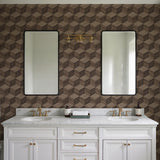 Veer Decor Woodgrain Grid Brown Wallpaper