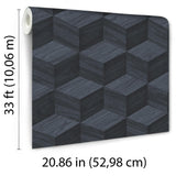 Veer Decor Woodgrain Grid Blue Wallpaper