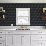 Veer Decor Woodgrain Grid Blue Wallpaper