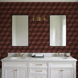 Veer Decor Woodgrain Grid Red Wallpaper