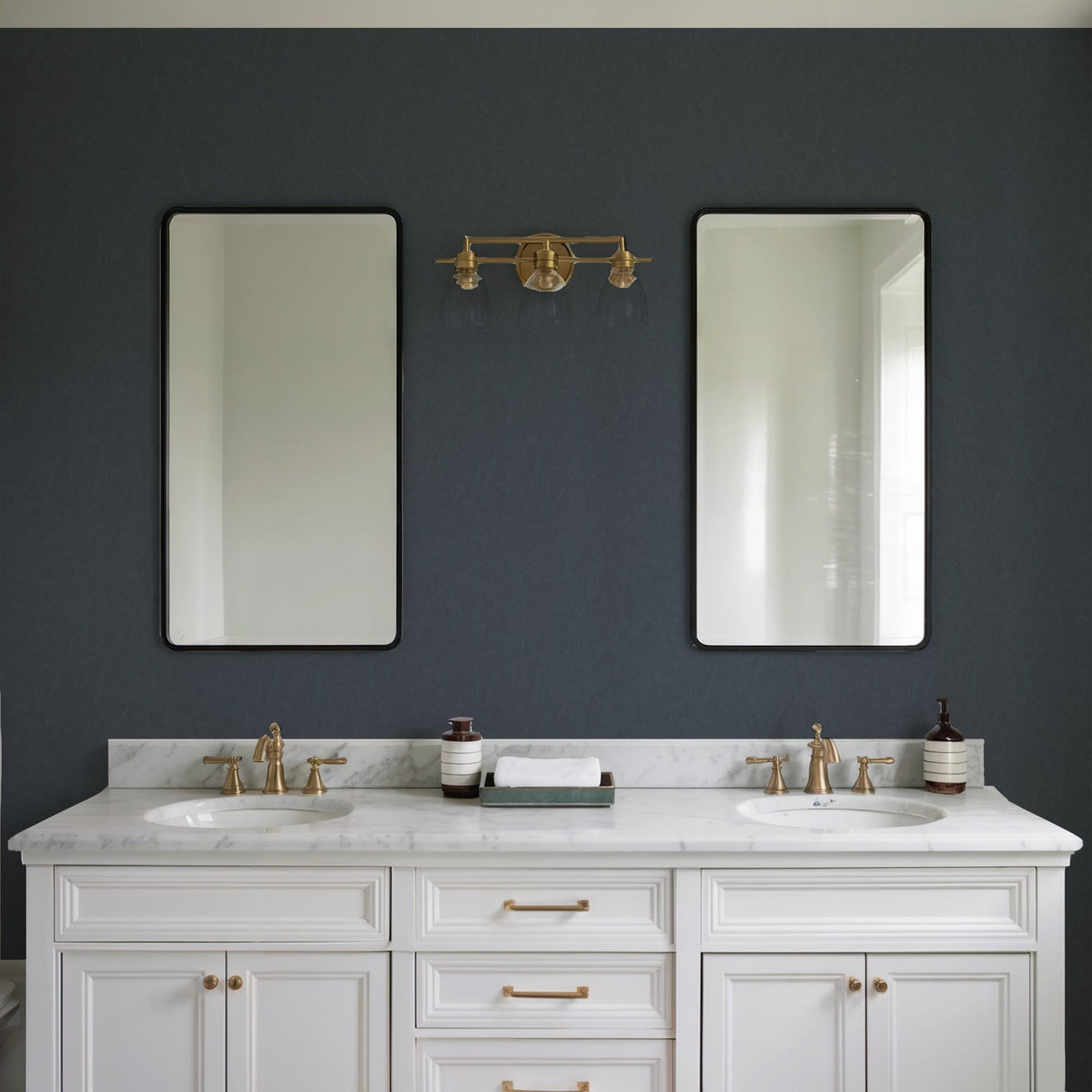 Veer Decor Pressed Woodwork Blue Wallpaper