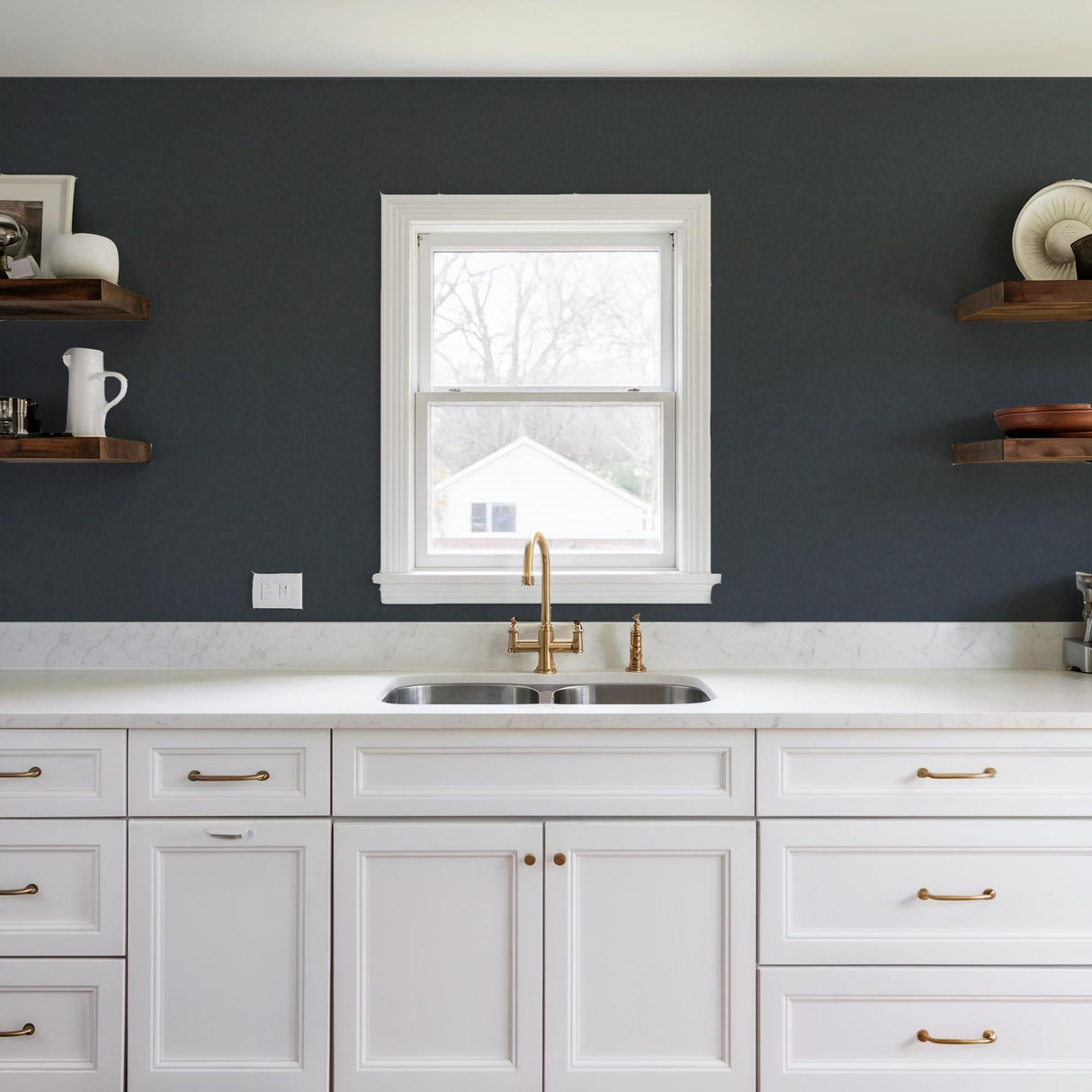 Veer Decor Pressed Woodwork Blue Wallpaper