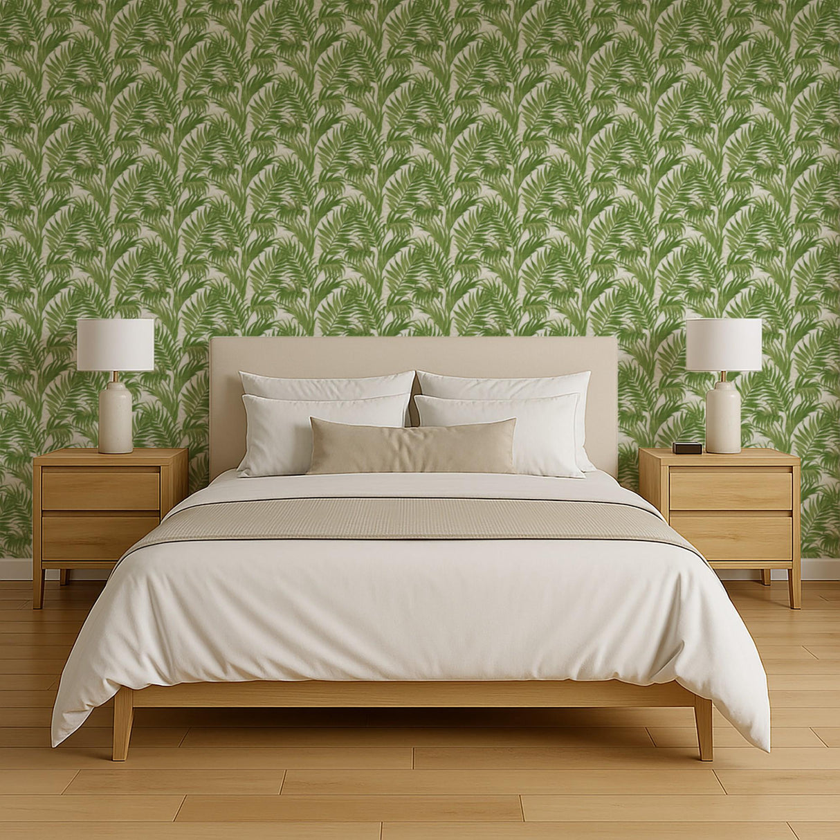 Veer Decor Embroidered Palm Green Wallpaper