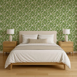 Veer Decor Embroidered Palm Green Wallpaper