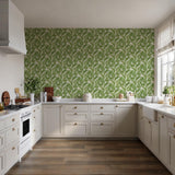 Veer Decor Embroidered Palm Green Wallpaper