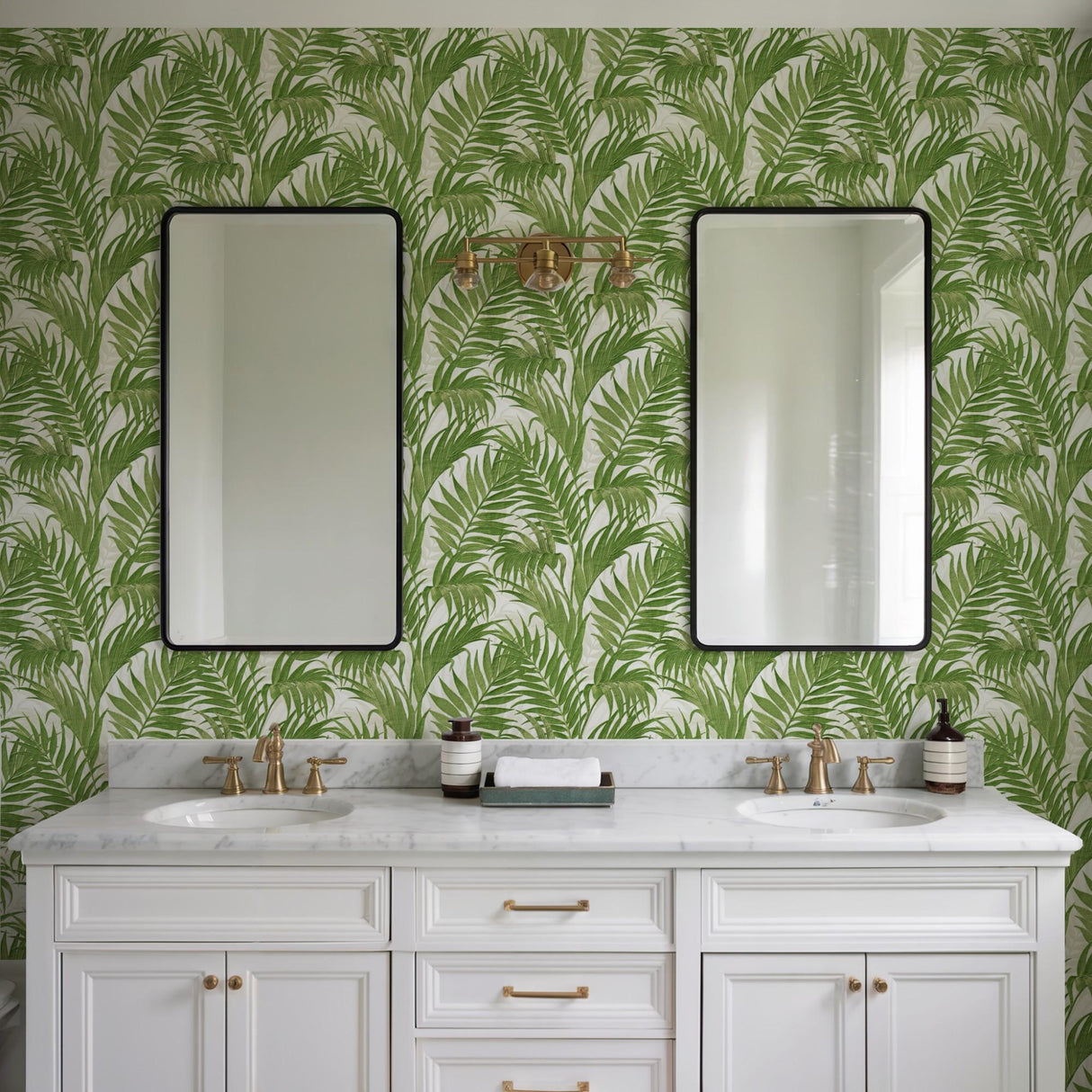 Veer Decor Embroidered Palm Green Wallpaper