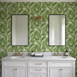 Veer Decor Embroidered Palm Green Wallpaper