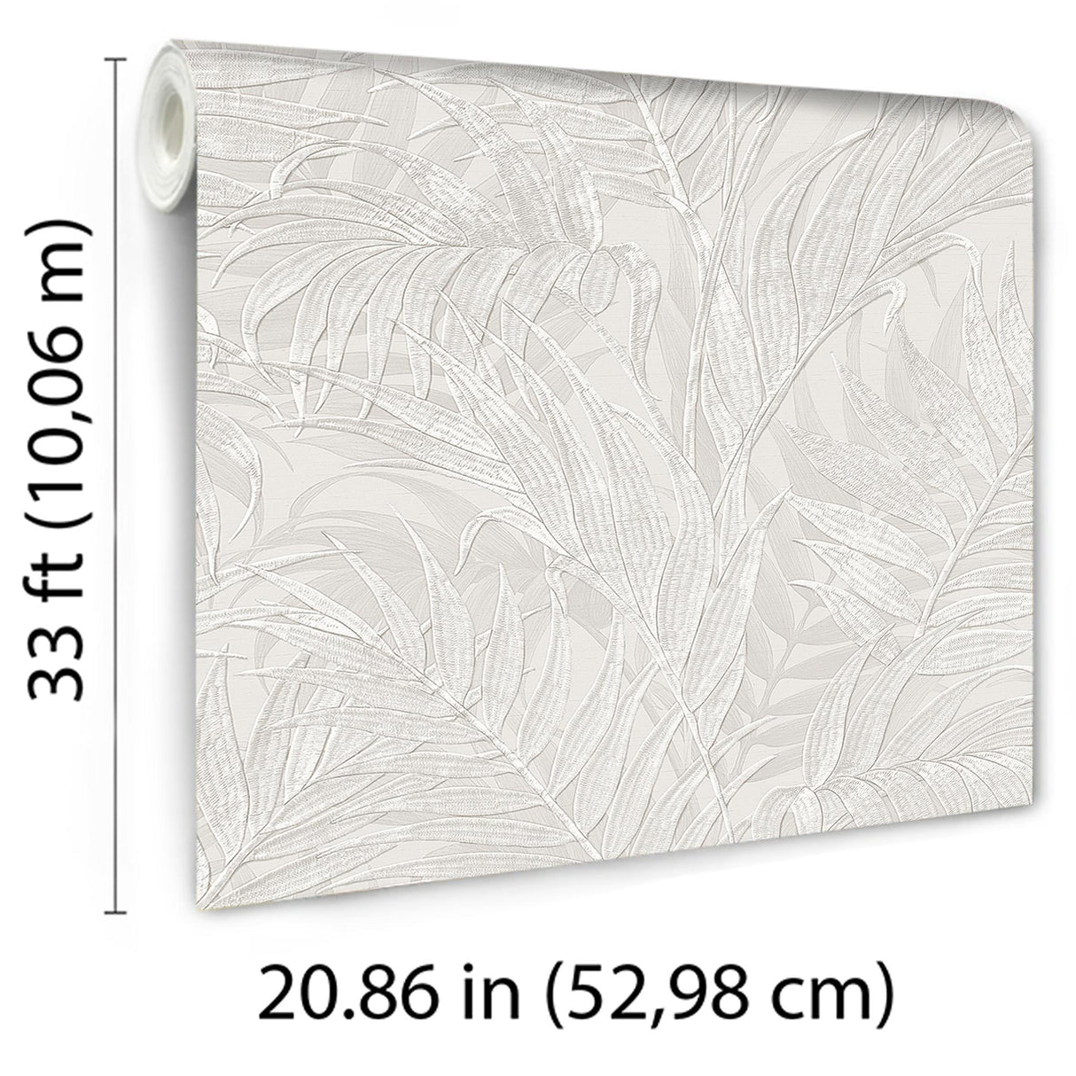 Veer Decor Embroidered Palm Silver Wallpaper