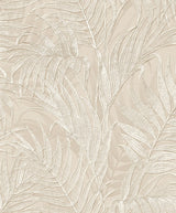 Veer Decor Embroidered Palm Beige Wallpaper