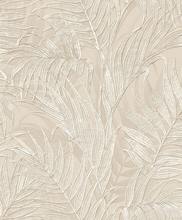 Veer Decor Embroidered Palm Beige Wallpaper