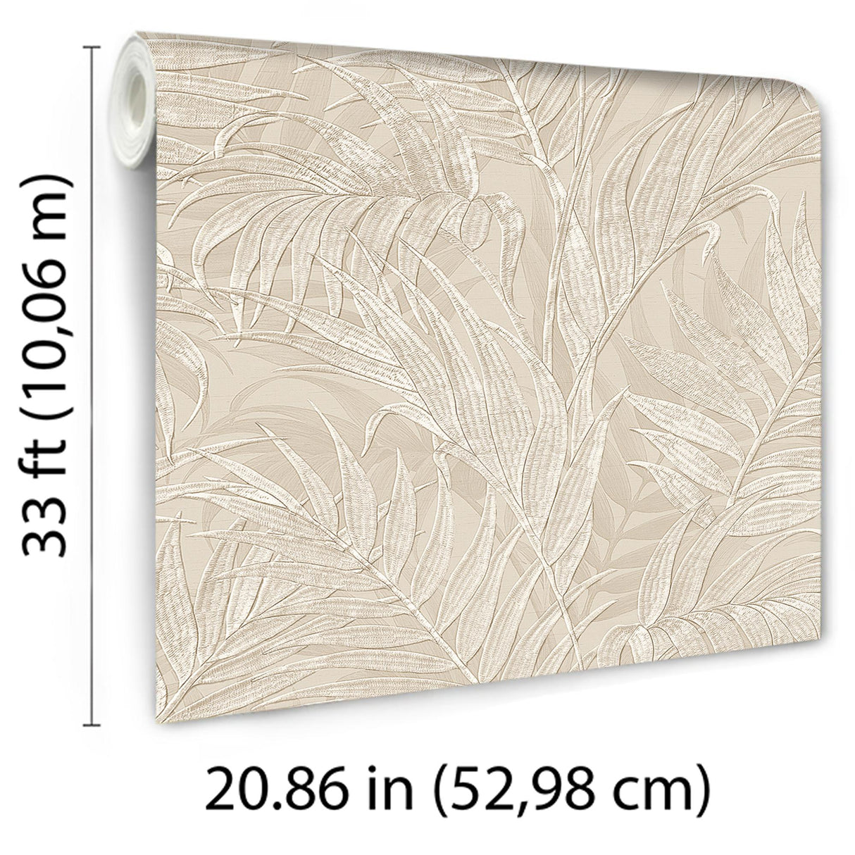 Veer Decor Embroidered Palm Beige Wallpaper