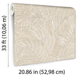Veer Decor Embroidered Palm Beige Wallpaper