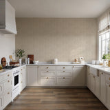 Veer Decor Embroidered Palm Beige Wallpaper