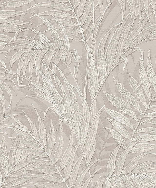 Veer Decor Embroidered Palm Grey Wallpaper