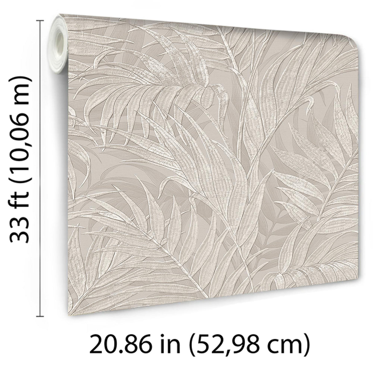 Veer Decor Embroidered Palm Grey Wallpaper