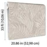Veer Decor Embroidered Palm Grey Wallpaper