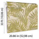 Veer Decor Embroidered Palm Sage Wallpaper