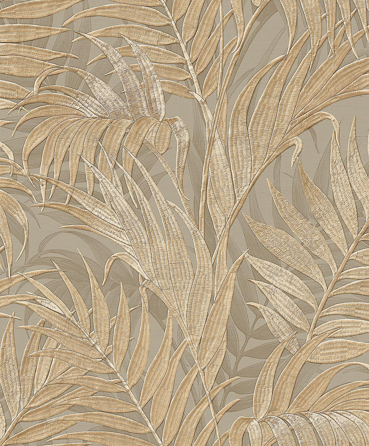 Veer Decor Embroidered Palm Gold Wallpaper