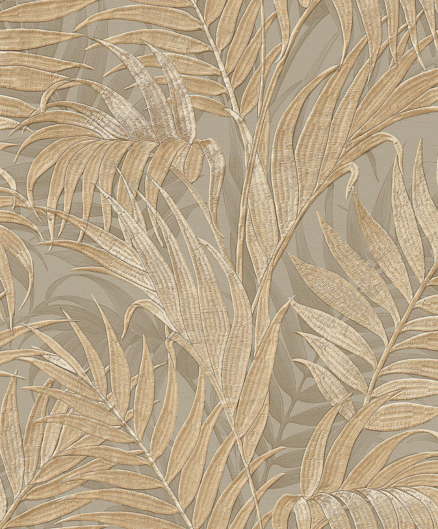 Veer Decor Embroidered Palm Gold Wallpaper