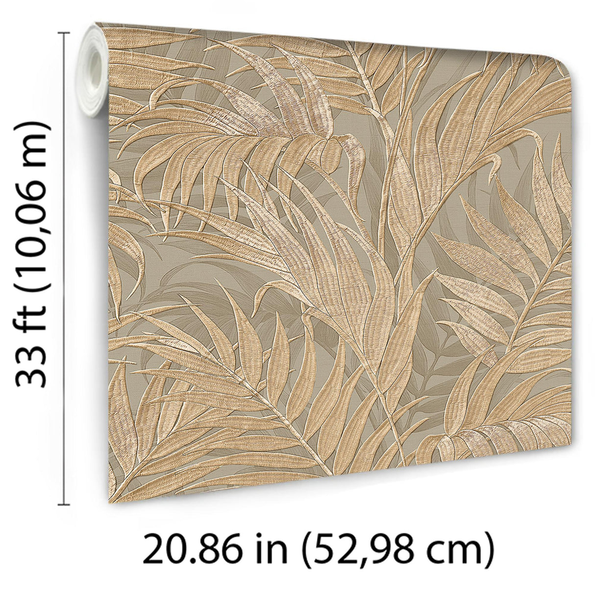 Veer Decor Embroidered Palm Gold Wallpaper