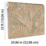 Veer Decor Embroidered Palm Gold Wallpaper