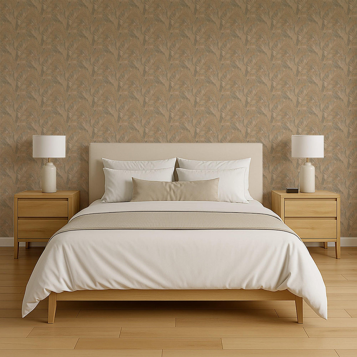 Veer Decor Embroidered Palm Gold Wallpaper