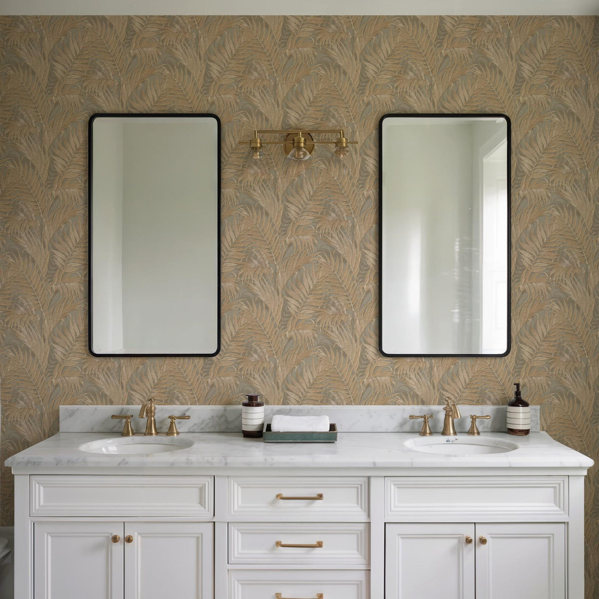 Veer Decor Embroidered Palm Gold Wallpaper