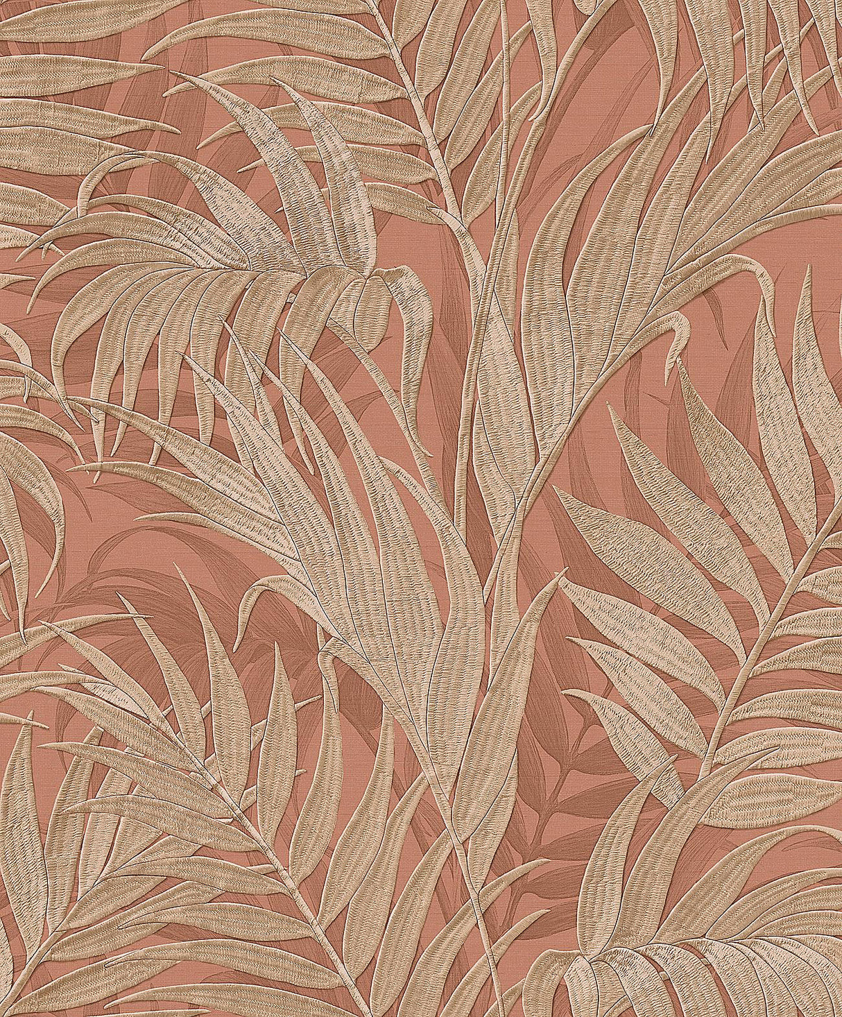 Veer Decor Embroidered Palm Coral Wallpaper